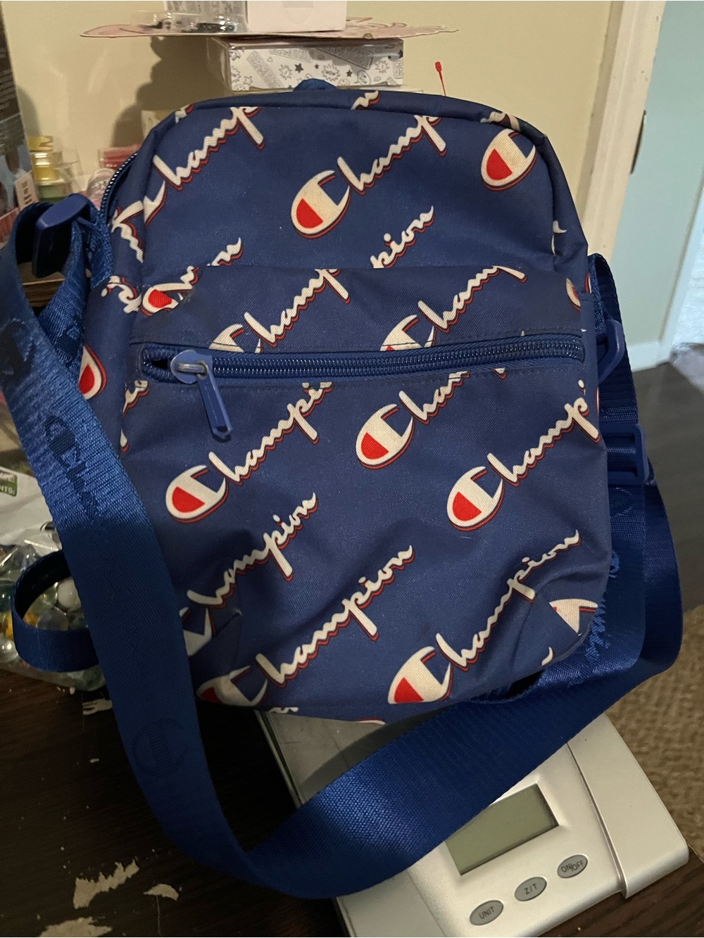 Champion Blue Logo Print Messenger Crossbody